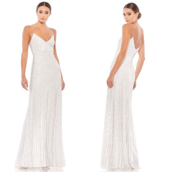 MAC DUGGAL Spaghetti Strap Beaded Gown - Picture 1 of 4